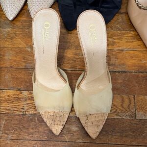 Olivia Signature Tan Cork Heel Mules